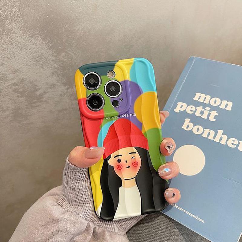Girl Case Phone Cartoon Red & Yellow & Blue iPhone 14 Plus