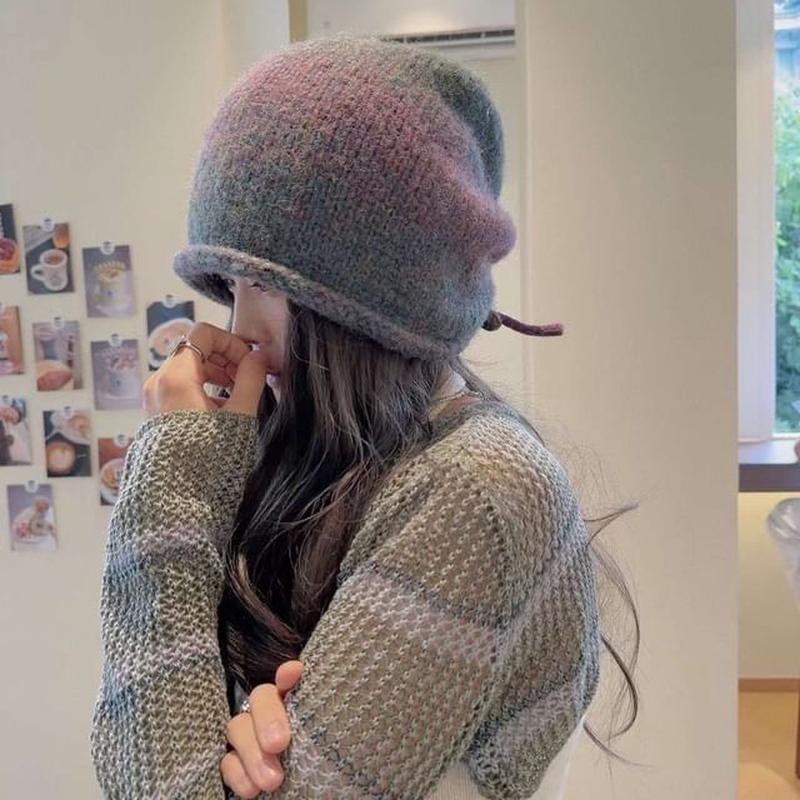 Beanie Melange Pink & Light Blue One Size