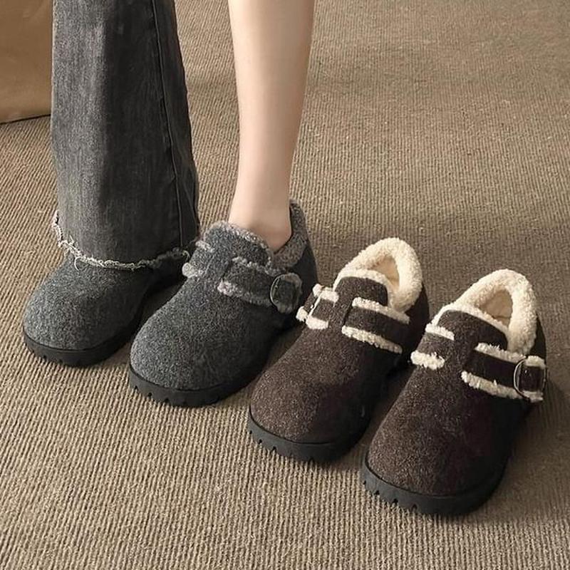 Snow Platform Shoes Buckle Dark Gray 37