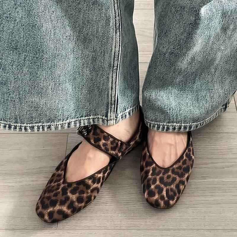 Mary Buckled Jane Shoes Leopard - Brown 35