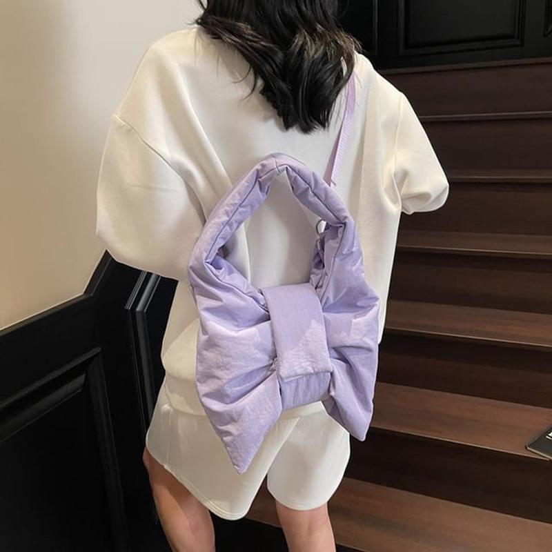 Tote Bag Bow Gray One Size