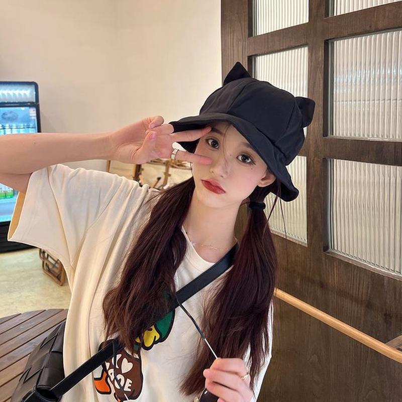 Bucket Hat Ear Cat Light Brown One Size