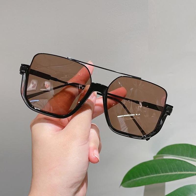 Sunglasses Frame Square Oversized Transparent Frame - Green One Size