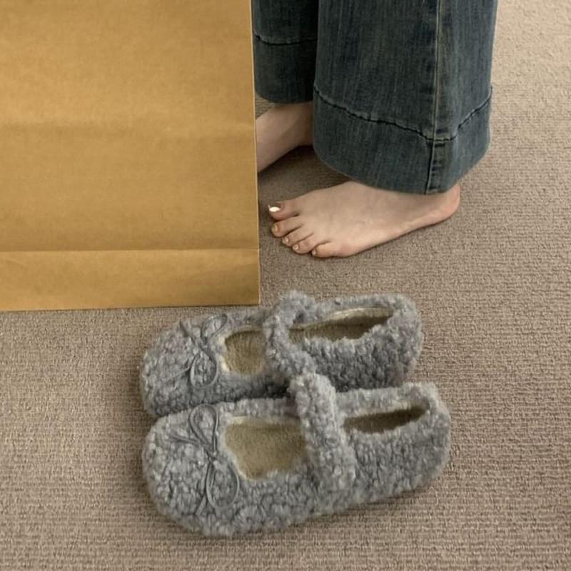 Furry Shoes Mary Plain Jane Off-White 36