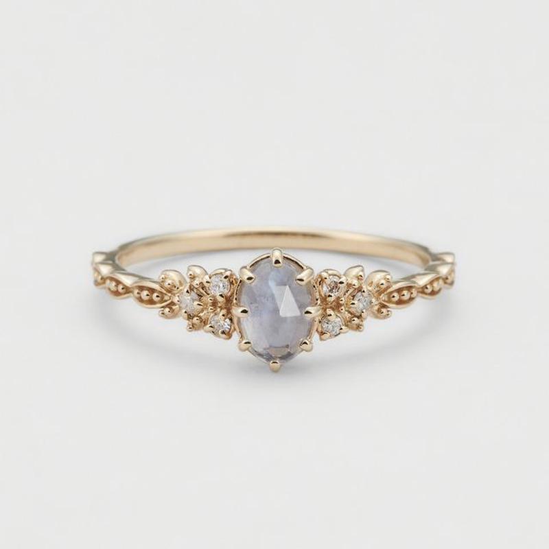 / Necklace Ring Gemstone 1 Pc - Ring - Blue One Size