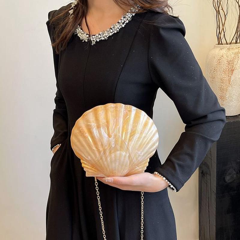 Evening Chain Shell Bag Strap Silver One Size