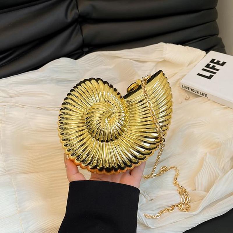 Chain Evening Shell Bag Strap Gold One Size