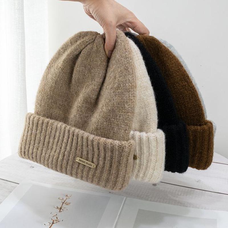 Beanie Logo Knit Khaki One Size