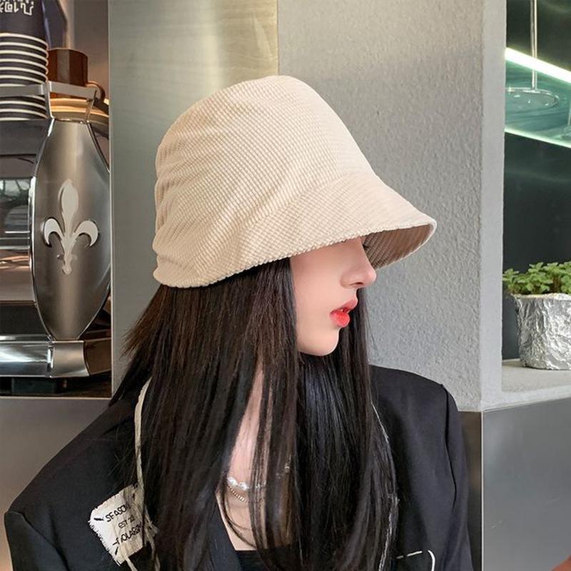 Plain Hat Waffle Bucket White One Size