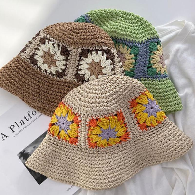 Woven Hat Bucket Light Green One Size