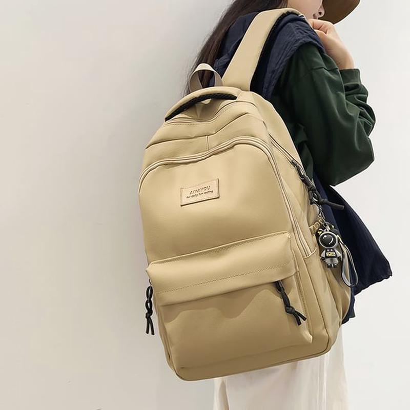 / Applique Charm Backpack Set Laptop Plain Bag Without Charm - Green One Size