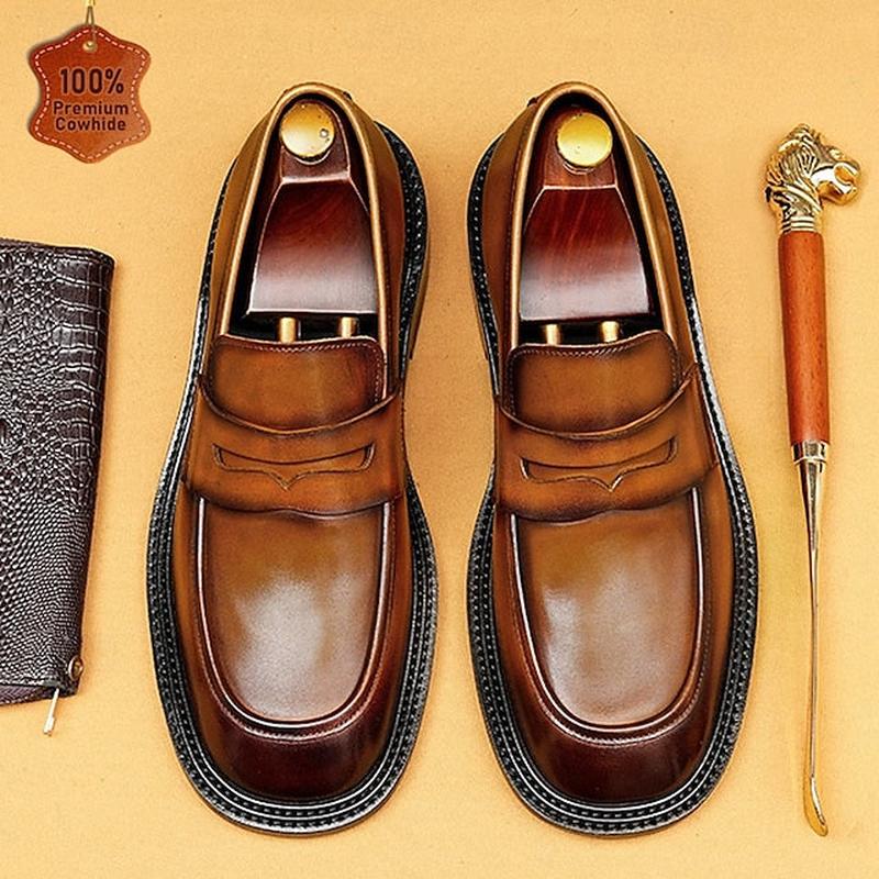 in Formal Tan and Shoes Brown Wingtip Leather with Men's Black US7 / EU39 / UK6 / CN39