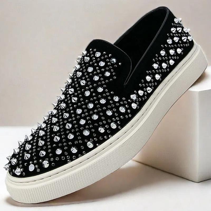 Detailing - Slip-On Elegant Black Pearl with Men's Shoes Black US9.5 / EU42 / UK8.5 / CN43