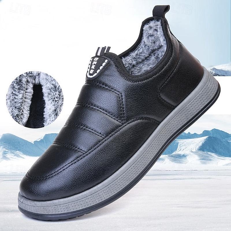 PU Winter Slip-Ons Fleece Loafers Boots lined Men's Coffee US8 / EU40 / UK7 / CN41