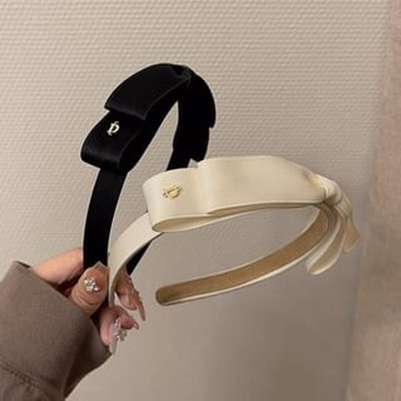 Bow Headband Beige One Size