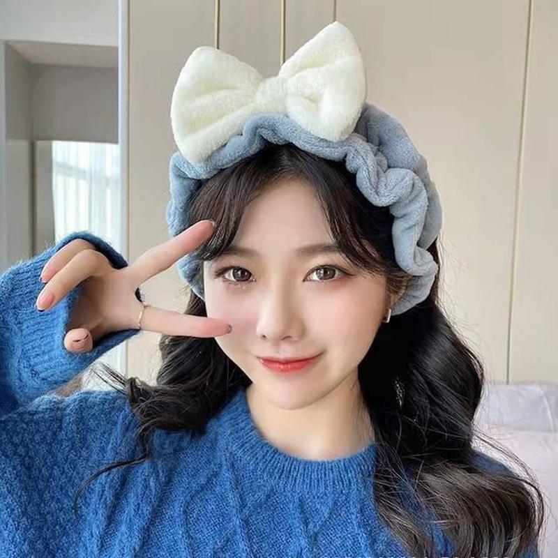 Face Bow Headband Ruffle Wash Blue One Size