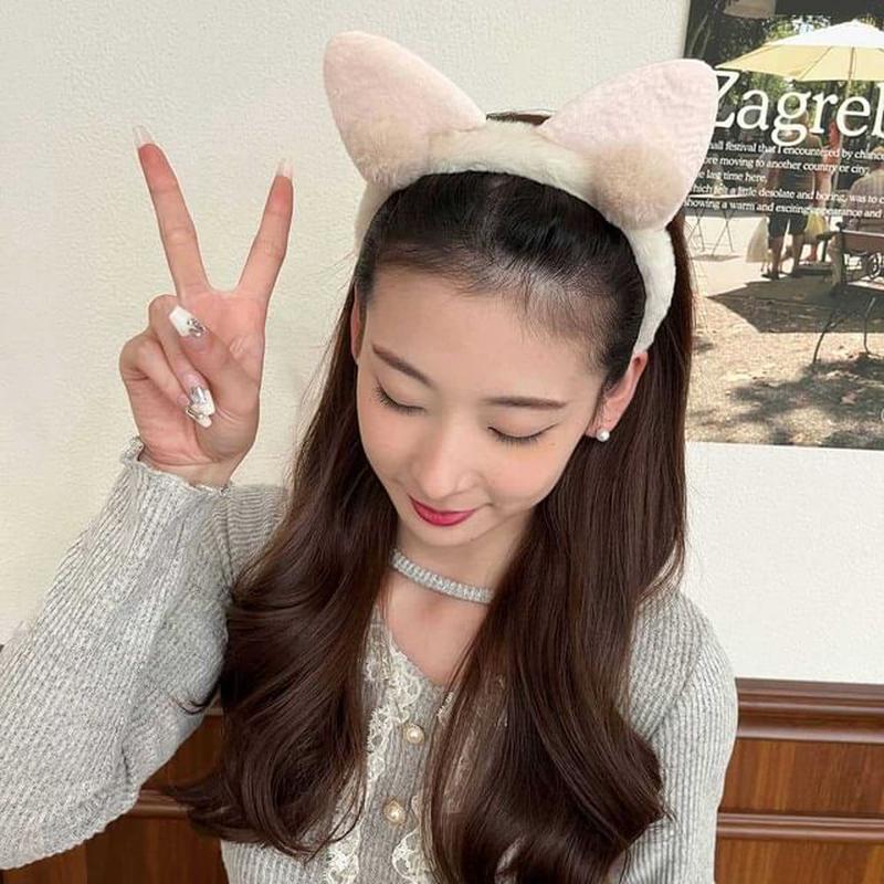 Face Headband Ear Wash Hair Band Cat White One Size