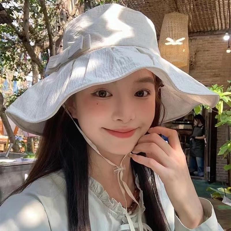 Bow Hat Sun Plain Black M