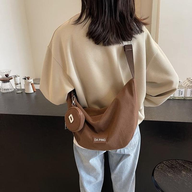 Coin Crossbody Bag + Set: Purse Applique Set of 2 - Crossbody Bag & Coin Purse - Coffee One Size