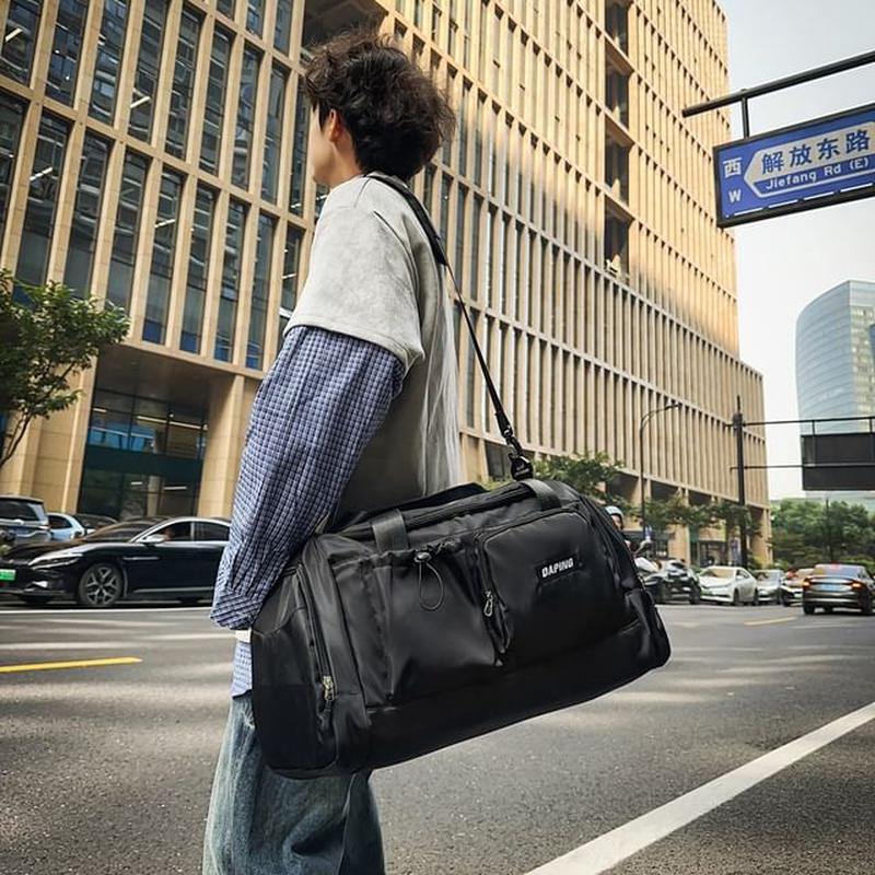 Applique Bag Multi-Pocket Duffel Black One Size