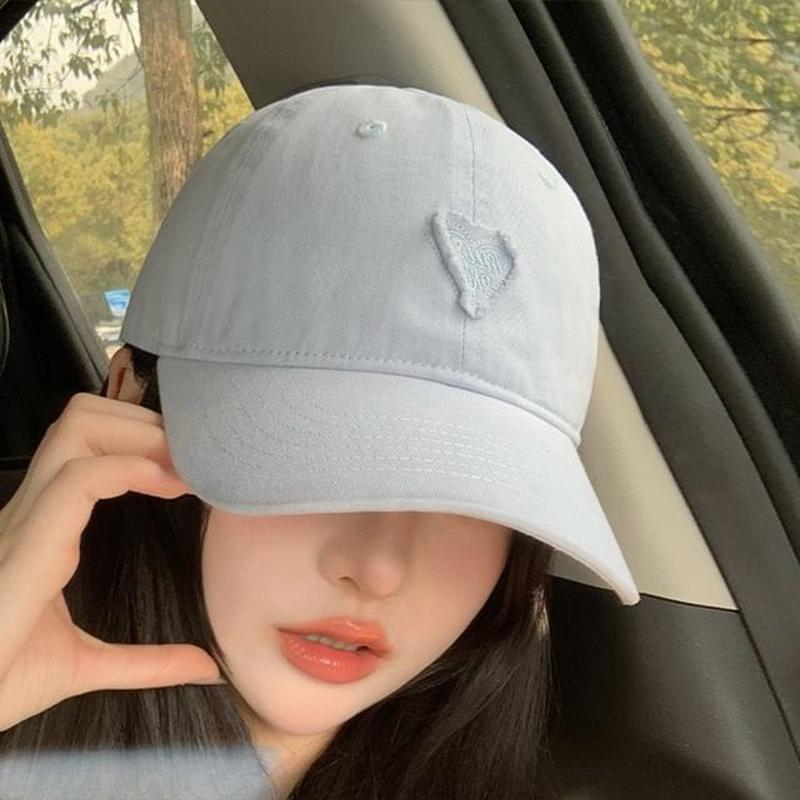 Lettering Cap Applique Baseball Adjustable - Light Blue One Size