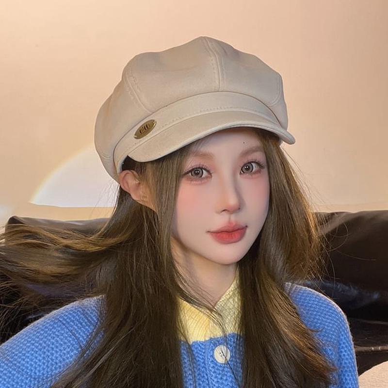 Plain Hat Newsboy C4167 - Khaki One Size