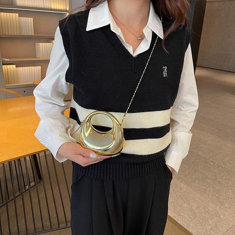 Chain Evening Strap Bag Silver One Size