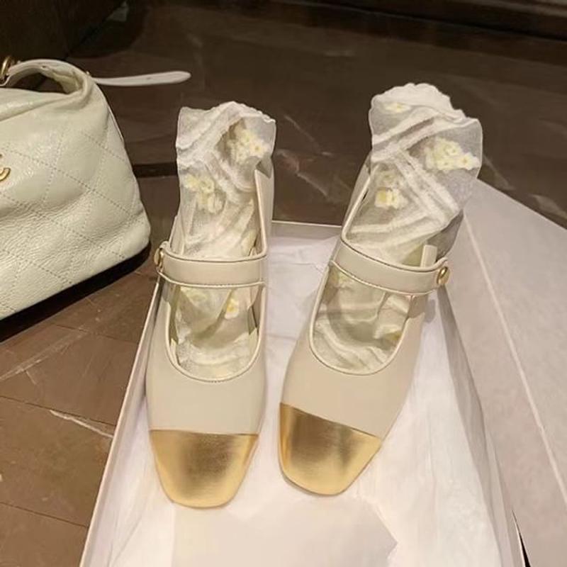 Shoes Mary Cap-Toe Jane 1392-2 - Off-White & Gold 37