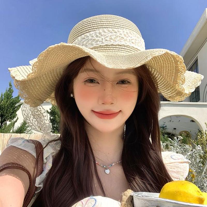 Sun Lace Hat Straw Khaki M