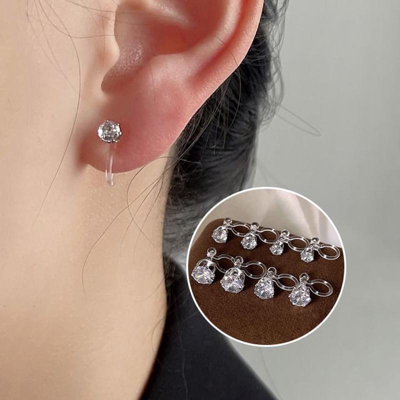 (Various Rhinestone Ear Cuff Designs) W228 - 0.5cm - 1 Pair - White One Size