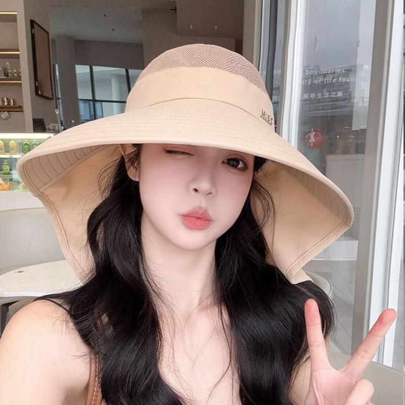 Hat Sun Lettering Plain Khaki One Size