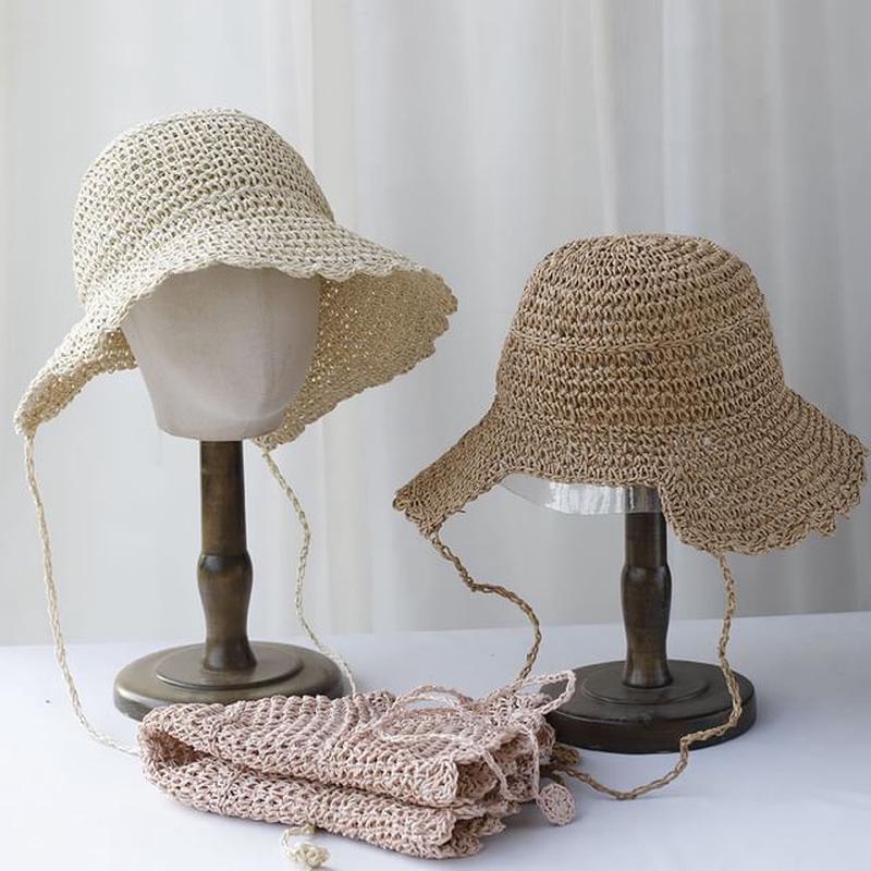 Plain Sun Hat Straw Khaki One Size