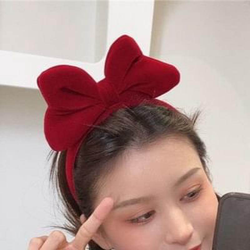 Velvet Headband Bow Red One Size