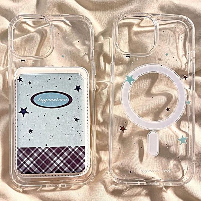 (Compatible Card Set / Holder MagSafe) Phone Magnetic Case with Star Withoiut Card Holder - Star - Blue iPhone 16