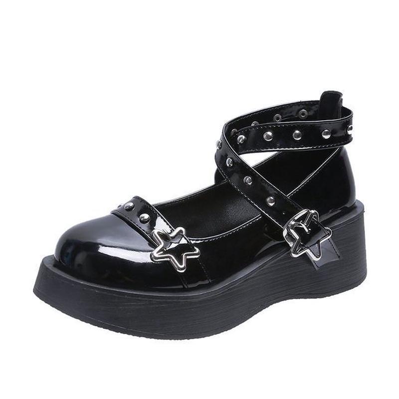 Mary Jane Platform Shoes Black 40