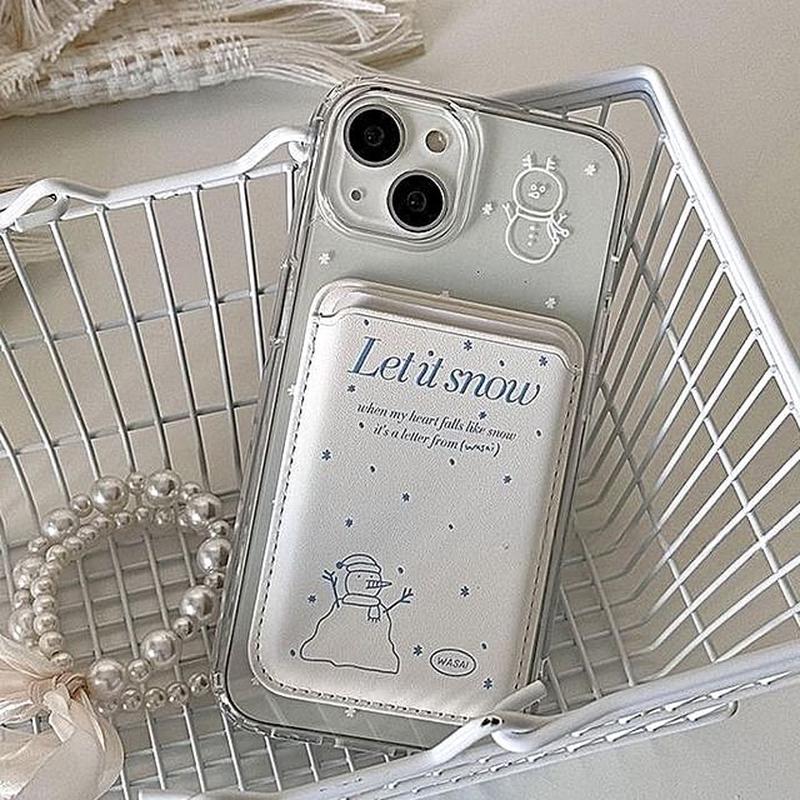 with Case / Phone (Compatible Card Snowman Magnetic MagSafe) With Card Holder - Snowman - Blue iPhone 15 Pro Max