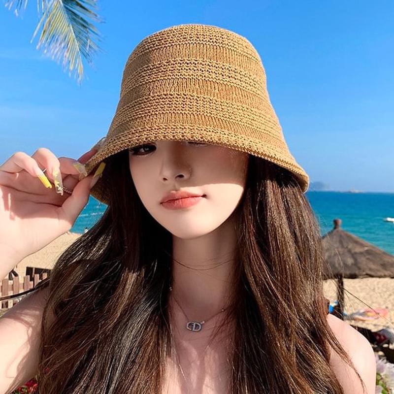 Plain Straw Cloche Hat D-920 - Beige One Size