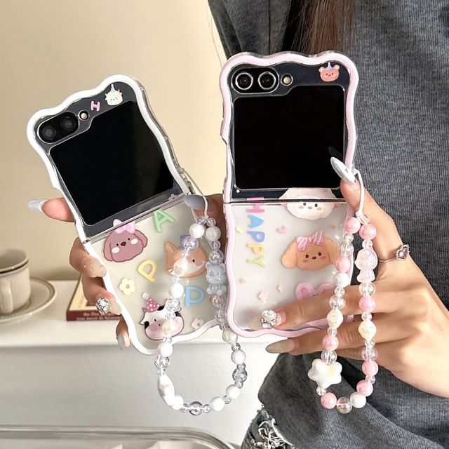 / Cartoon Animal Case Phone Set Strap Without Strap - Calf - White Samsung Z Flip 5
