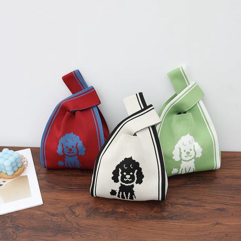 Tote Dog Bag Jacquard Knit BX186 - Beige One Size