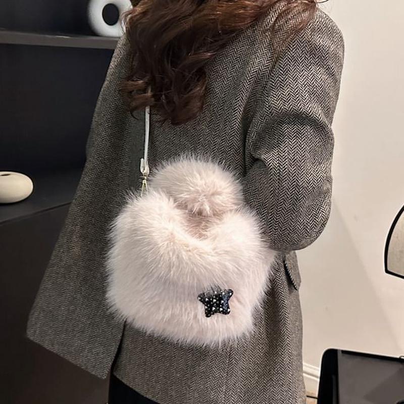 Bag Fluffy Crossbody Plain White One Size
