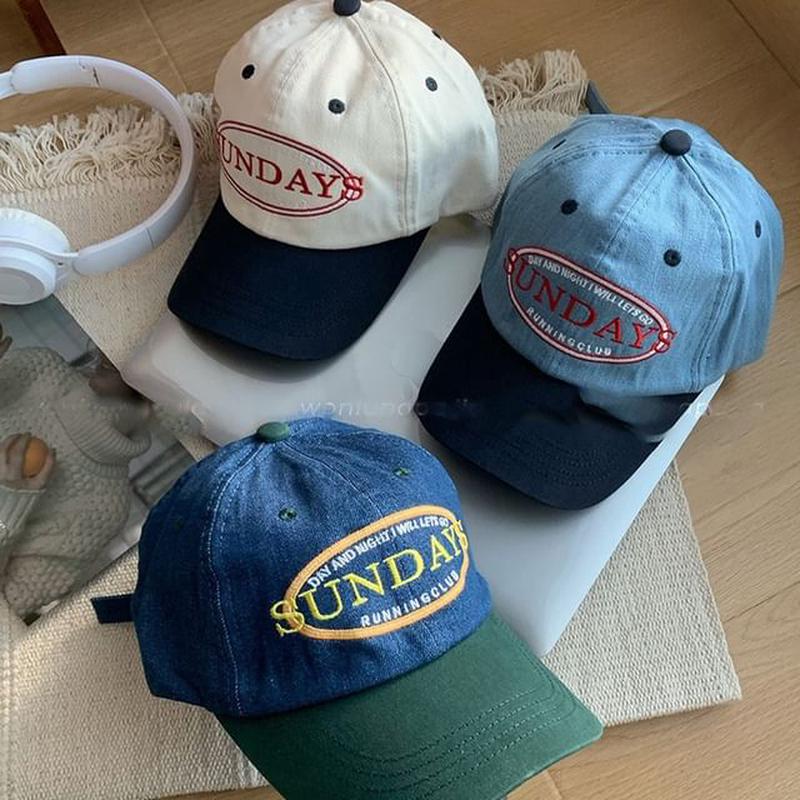 Tone Lettering Cap Two Embroidered Baseball Off-White One Size