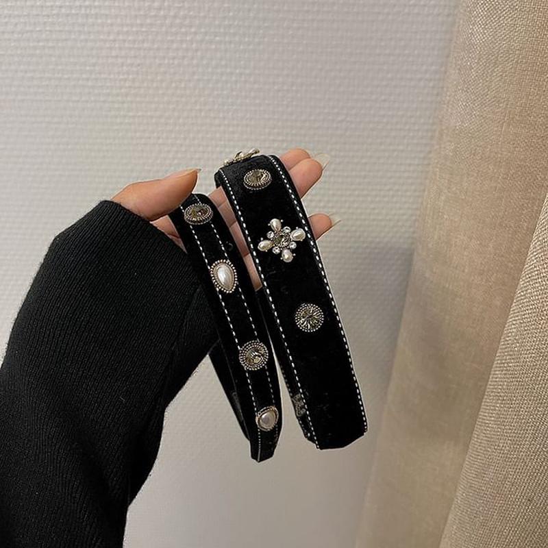 Textile Headband Embellished Type B - Black One Size