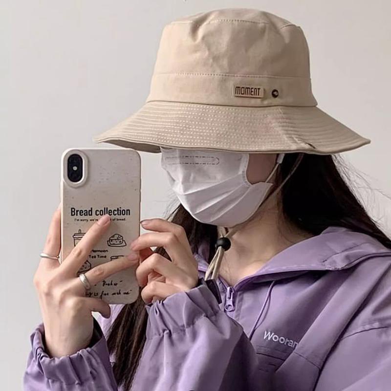 Hat Applique Boonie Lettering Beige One Size