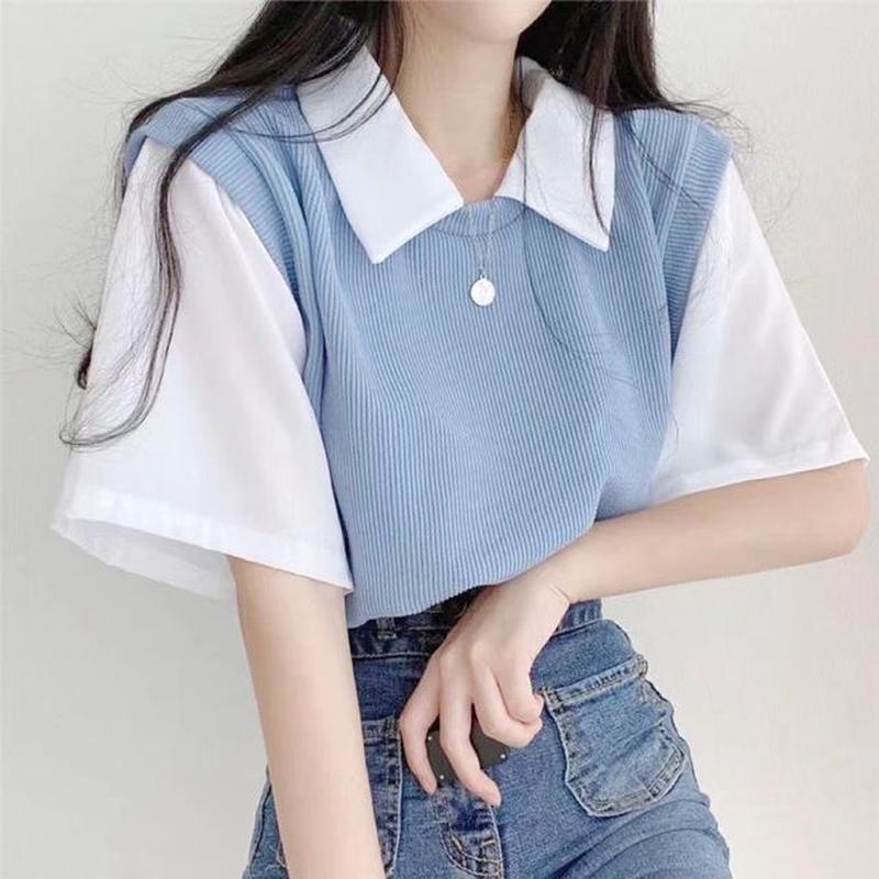 Piece Short-Sleeve Collared T-Shirt Mock Two Almond 2XL