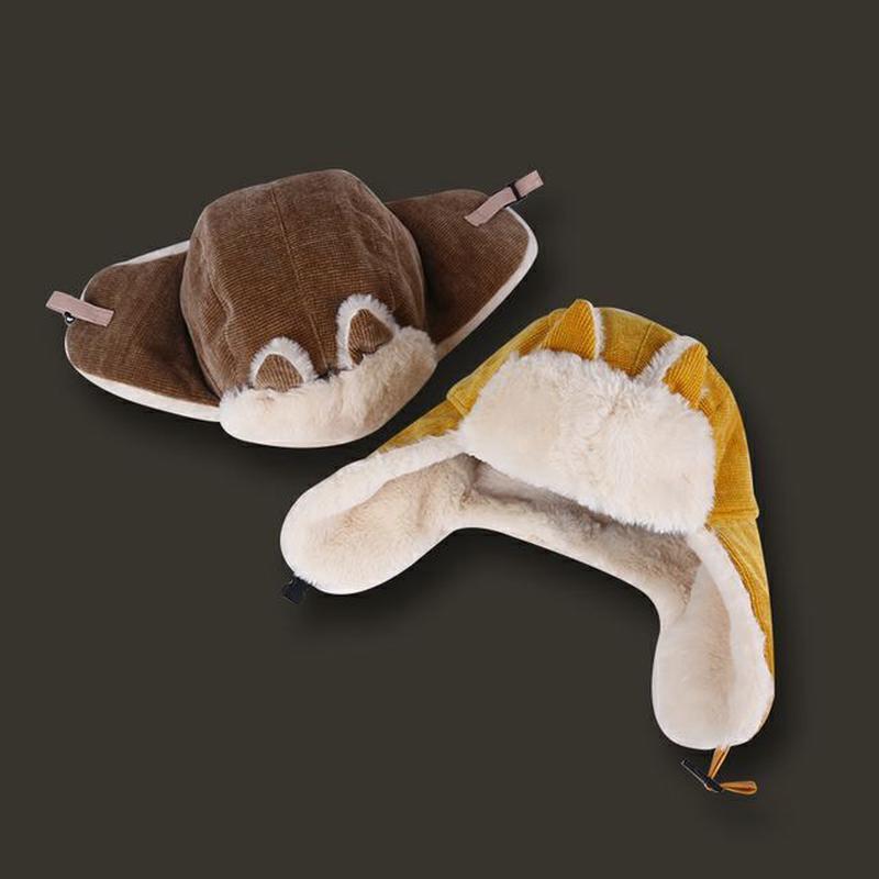 Chenille Cat Trapper Ear Hat Khaki M