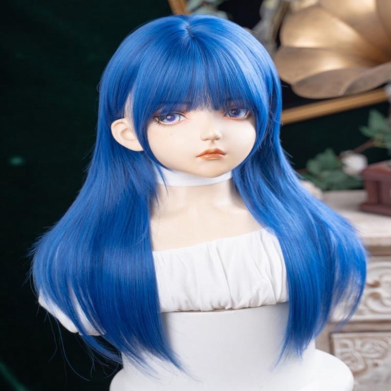 Bangs 63CM Straight Blue With Wig Length Full Blue FreeSize