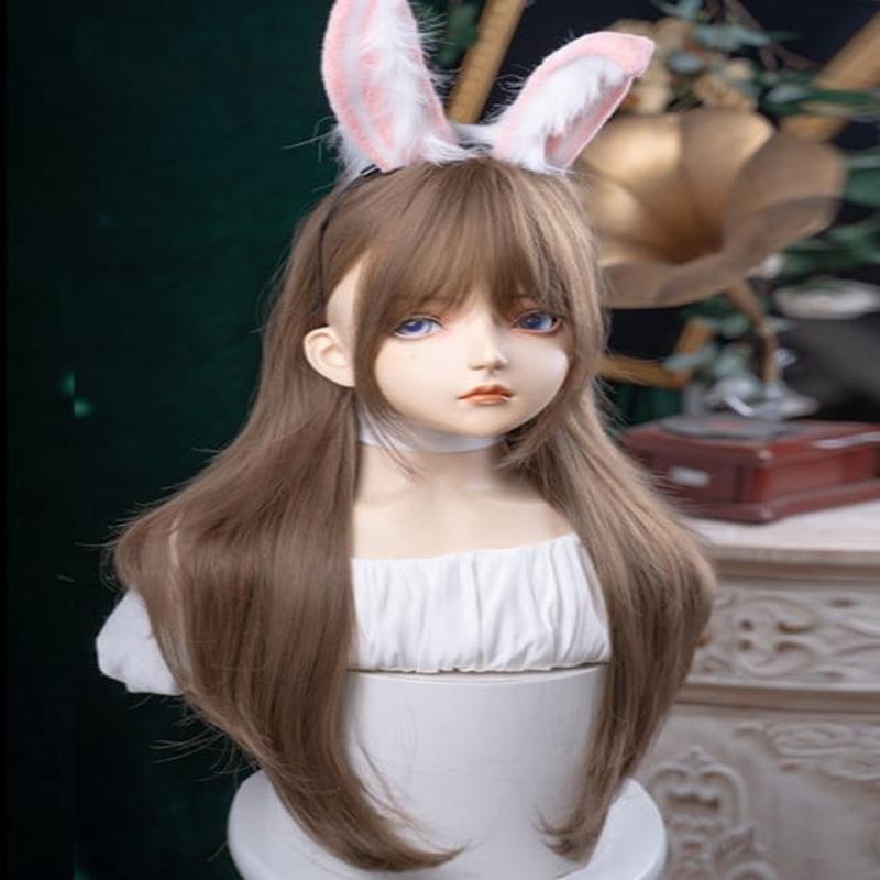 Length Air With Bangs Brown 72CM Wavy Wig Light LightBrown FreeSize