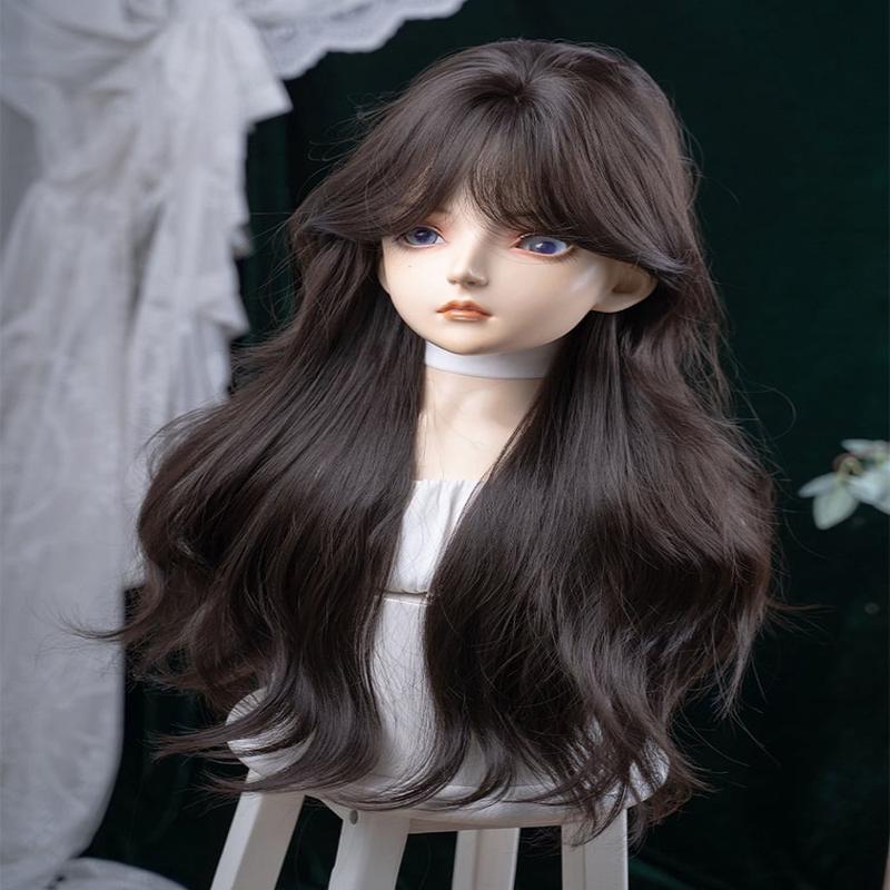 Wig Tea Length Bangs With Curtain 73CM Black Wavy BlackTea FreeSize