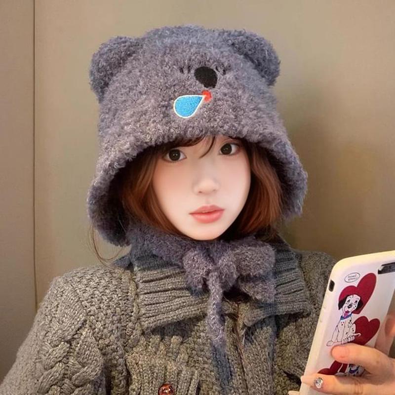 Koala Fluffy Hat Dark Coffee M