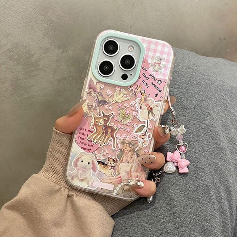 / Set Strap Case Phone Animal Only Case - Pink IPHONE 15 PRO